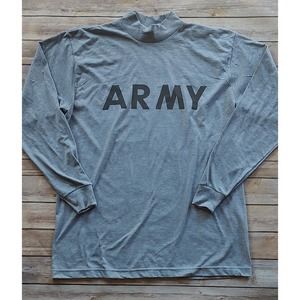 Vintage Army Akwa Tek Made In USA Logo Gray Long Sleeve Medium A2